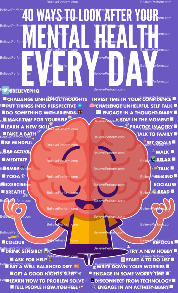 40 Ways To Look After Your Mental Health Every Day BelievePerform 