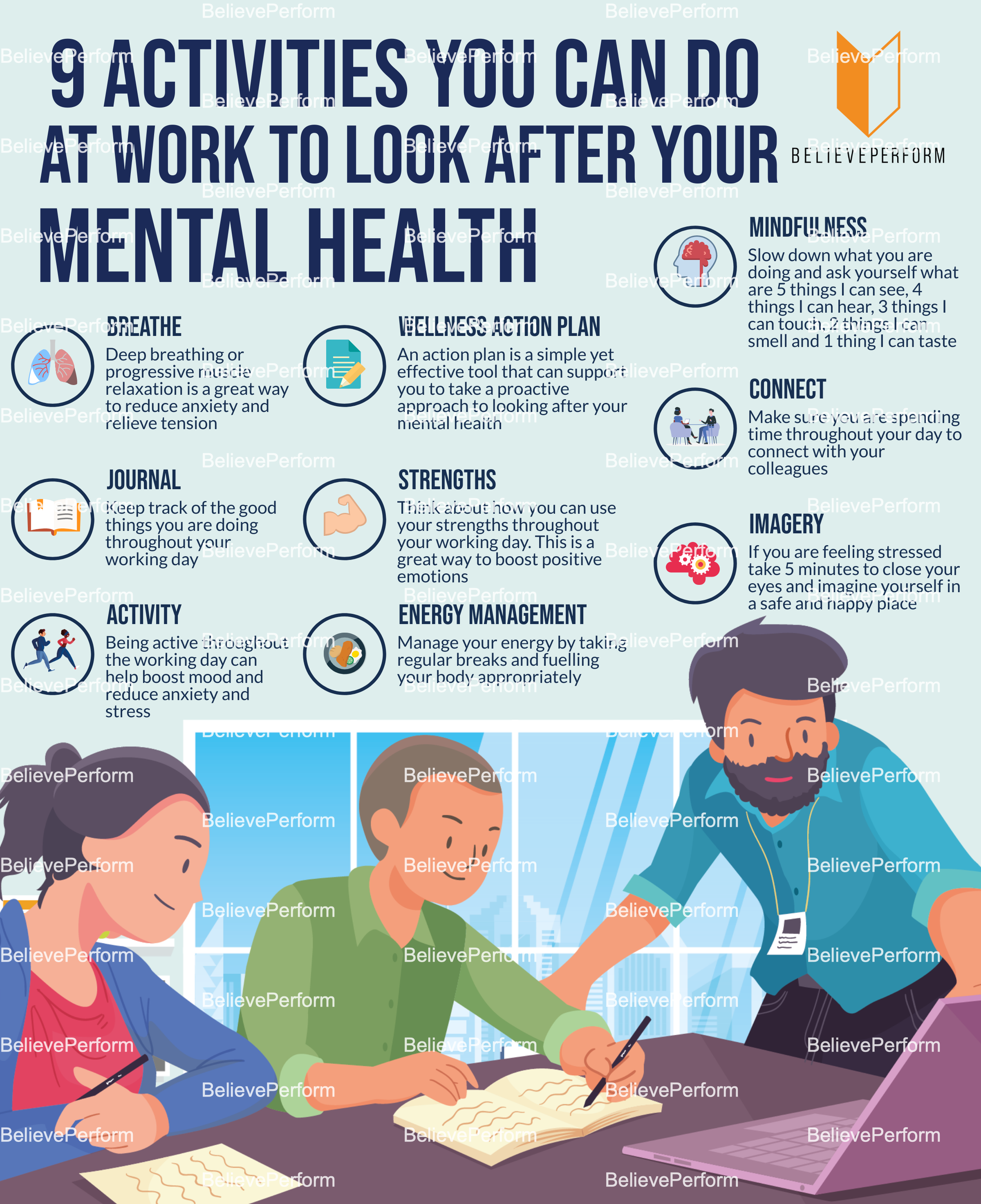 9 activities you can do at work to look after your mental health